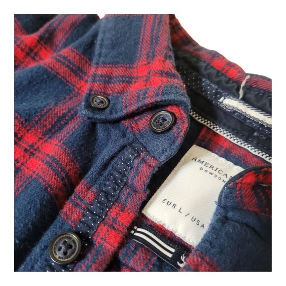 American Heritage Dawson and Brooks Slim Fit Red Plaid Flannel Shirt Men's L - Picture 4 of 12